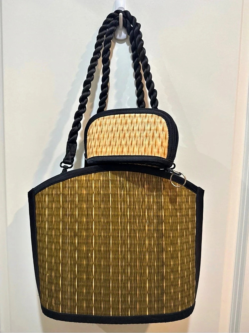 Baskets of Cambodia Woven Shoulder Bag in Black & Brown